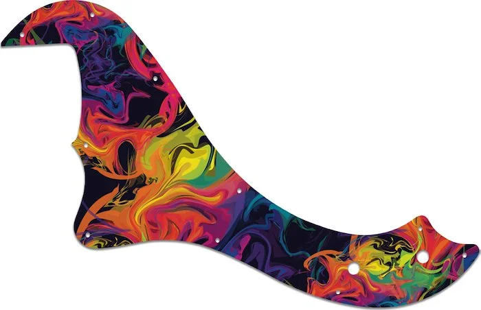 WD Custom Pickguard For Left Hand Fender 5 String Standard Dimension Bass V #GP01 Rainbow Paint Swirl Graphic