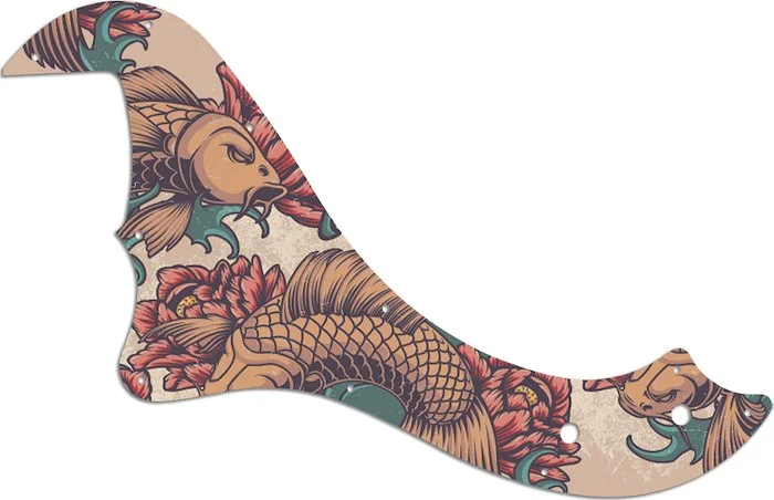 WD Custom Pickguard For Left Hand Fender 5 String Standard Dimension Bass V #GT01 Koi Tattoo Graphic
