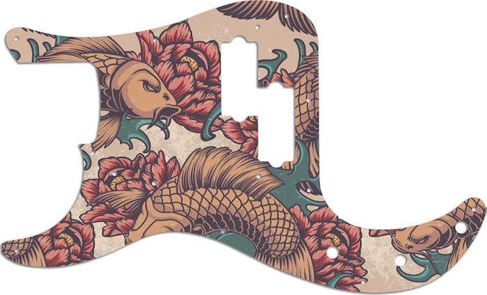 WD Custom Pickguard For Left Hand Fender 50th Anniversary Precision Bass #GT01 Koi Tattoo Graphic