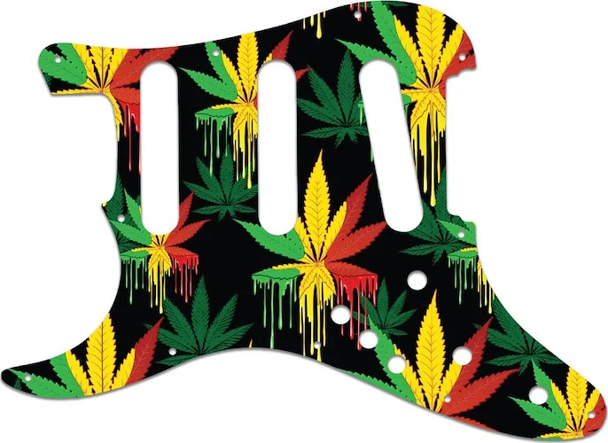 WD Custom Pickguard For Left Hand Fender Stratocaster Elite #GC01 Rasta Cannabis Drip Graphic