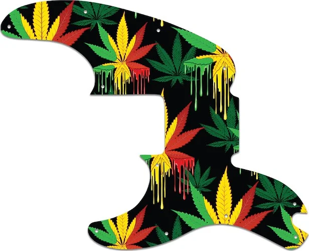 WD Custom Pickguard For Left Hand Fender Telecaster Bass #GC01 Rasta Cannabis Drip Graphic