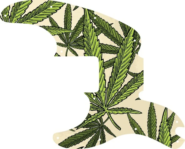 WD Custom Pickguard For Left Hand Fender Telecaster Bass #GC02 Cannabis Leaf Graphic