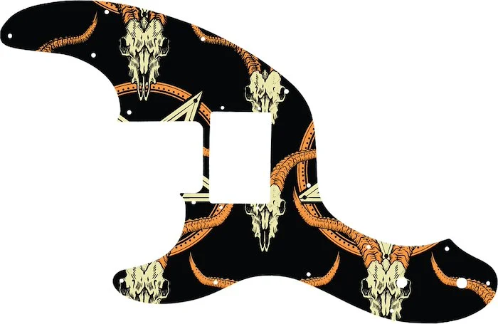 WD Custom Pickguard For Left Hand Fender Telecaster Bass With Humbucker #GOC01 Occult Goat Skull & Pentagram Graphic
