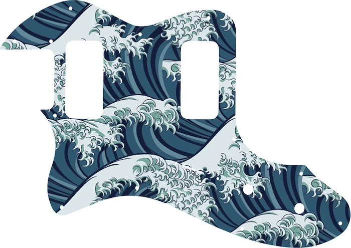 WD Custom Pickguard For Left Hand Fender Telecaster Thinline Super Deluxe #GT02 Japanese Wave Tattoo Graphic