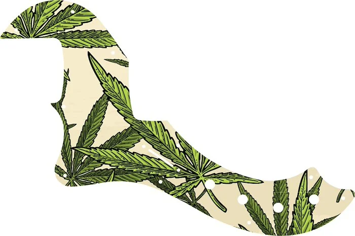 WD Custom Pickguard For Left Hand Fender American Deluxe Or American Elite Dimension Bass IV #GC02 Cannabis Leaf Graphic