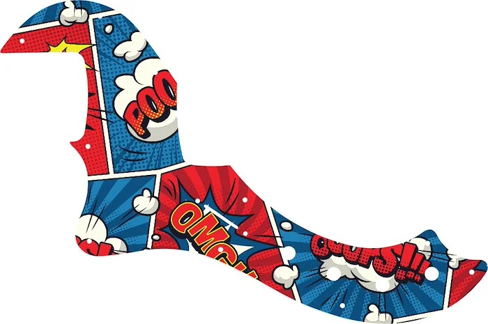 WD Custom Pickguard For Left Hand Fender American Deluxe Or American Elite Dimension Bass IV #GCM01 Comic Book Graphic