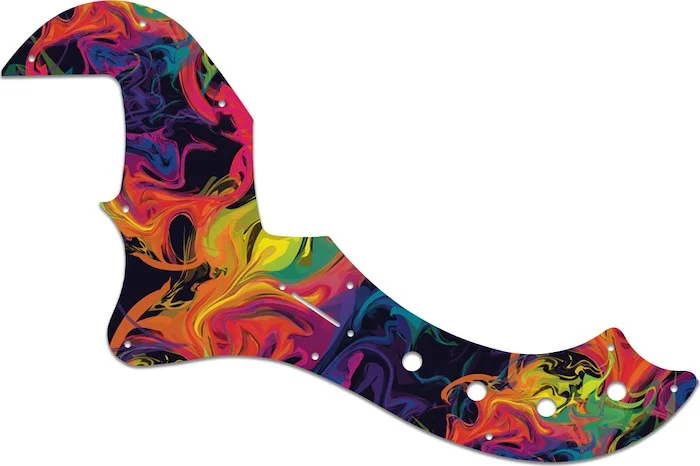 WD Custom Pickguard For Left Hand Fender American Deluxe Or American Elite Dimension Bass IV #GP01 Rainbow Paint Swirl Graphic