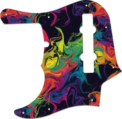 WD Custom Pickguard For Left Hand Fender American Deluxe 1995-Present 22 Fret 5 String Jazz Bass #GP01 Rainbow Paint Swirl Graphic