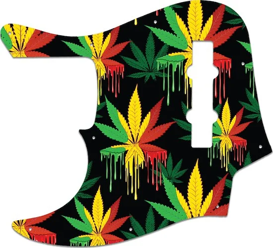 WD Custom Pickguard For Left Hand Fender American Elite Jazz Bass #GC01 Rasta Cannabis Drip Graphic