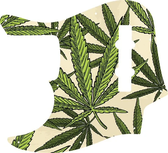 WD Custom Pickguard For Left Hand Fender American Elite Jazz Bass #GC02 Cannabis Leaf Graphic