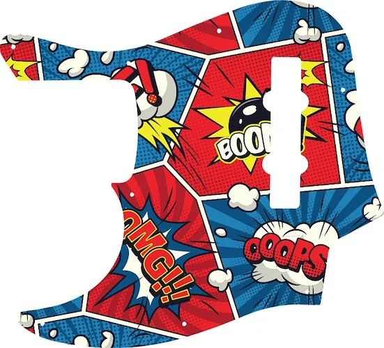 WD Custom Pickguard For Left Hand Fender American Elite Jazz Bass #GCM01 Comic Book Graphic