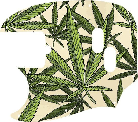 WD Custom Pickguard For Left Hand Fender American Performer Mustang Bass #GC02 Cannabis Leaf Graphic