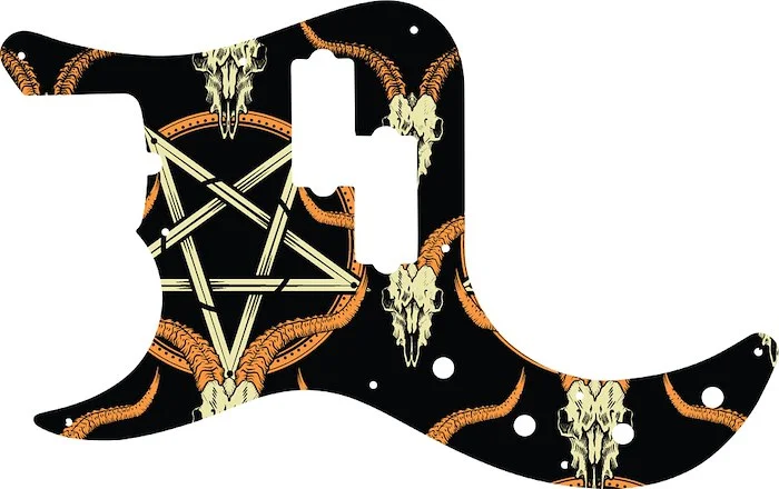 WD Custom Pickguard For Left Hand Fender American Deluxe 22 Fret Precision Bass #GOC01 Occult Goat Skull & Pentagram Graphic