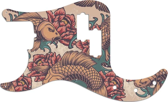WD Custom Pickguard For Left Hand Fender American Performer Precision Bass #GT01 Koi Tattoo Graphic