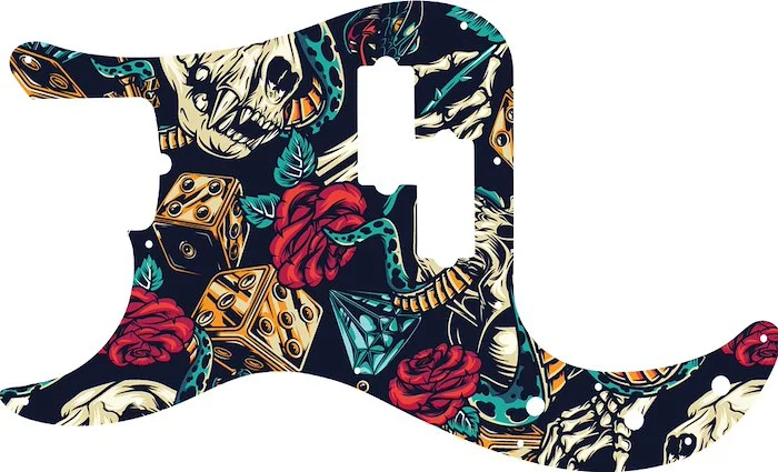 WD Custom Pickguard For Left Hand Fender American Performer Precision Bass #GT03 Vintage Flash Tattoo Graphic