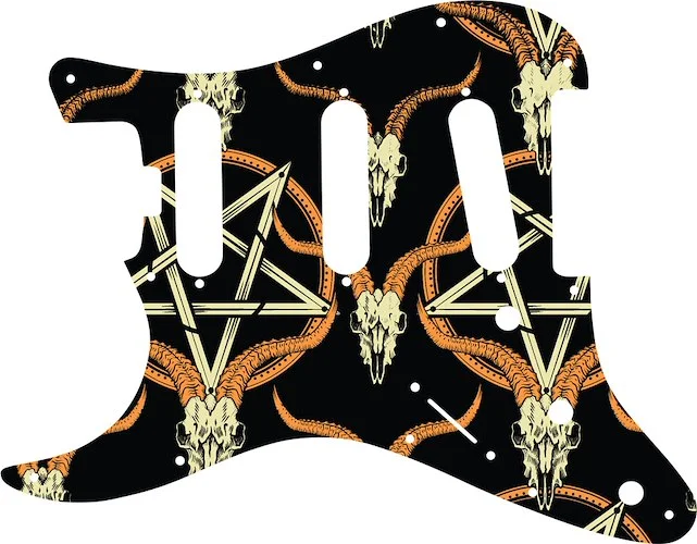 WD Custom Pickguard For Left Hand Fender American Elite Stratocaster SSS #GOC01 Occult Goat Skull & Pentagram Graphic