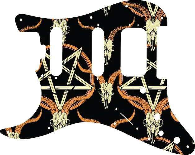 WD Custom Pickguard For Left Hand Fender American Elite Stratocaster HSS #GOC01 Occult Goat Skull & Pentagram Graphic