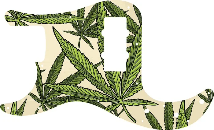 WD Custom Pickguard For Left Hand Fender Blacktop Precision Bass #GC02 Cannabis Leaf Graphic