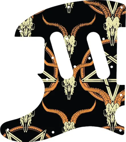 WD Custom Pickguard For Left Hand Fender Classic Player Triple Telecaster #GOC01 Occult Goat Skull & Pentagram Graphic