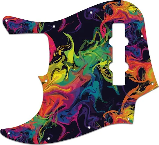 WD Custom Pickguard For Left Hand Fender Highway One Jazz Bass #GP01 Rainbow Paint Swirl Graphic