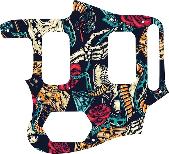 WD Custom Pickguard For Left Hand Fender Kurt Cobain Signature Series Jaguar #GT03 Vintage Flash Tattoo Graphic