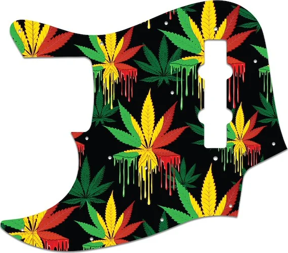 WD Custom Pickguard For Left Hand Fender Made In Japan Jazz Bass #GC01 Rasta Cannabis Drip Graphic