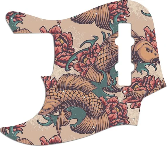 WD Custom Pickguard For Left Hand Fender Made In Japan Jazz Bass #GT01 Koi Tattoo Graphic