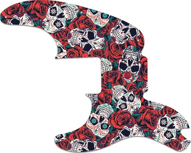 WD Custom Pickguard For Left Hand Fender Mike Dirnt Signature Precision Bass #GS01 Dia De Muertos Calavera Skull & Rose Graphic