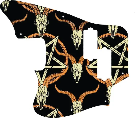 WD Custom Pickguard For Left Hand Fender Modern Player Jaguar Bass #GOC01 Occult Goat Skull & Pentagram Graphic