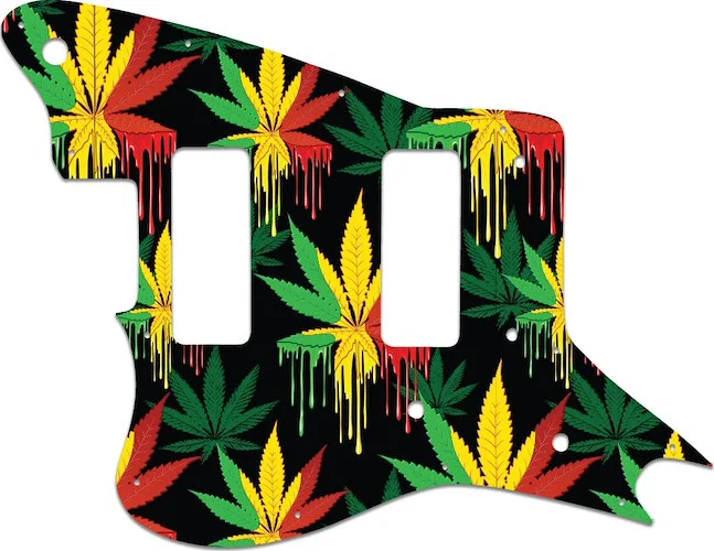 WD Custom Pickguard For Left Hand Fender Modern Player Jaguar - Custom Designed #GC01 Rasta Cannabis Drip Graphic