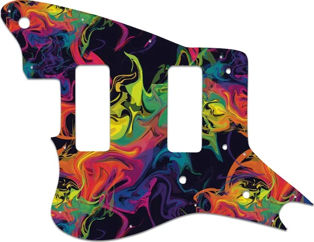 WD Custom Pickguard For Left Hand Fender Modern Player Jaguar - Custom Designed #GP01 Rainbow Paint Swirl Graphic