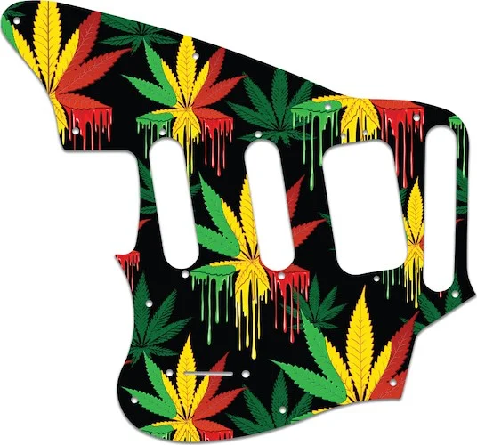 WD Custom Pickguard For Left Hand Fender Pawn Shop Jaguarillo #GC01 Rasta Cannabis Drip Graphic