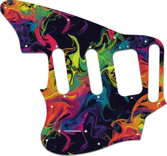 WD Custom Pickguard For Left Hand Fender Pawn Shop Jaguarillo #GP01 Rainbow Paint Swirl Graphic