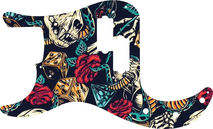 WD Custom Pickguard For Left Hand Fender Road Worn 50's Precision Bass #GT03 Vintage Flash Tattoo Graphic