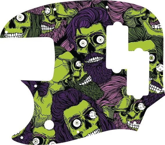 WD Custom Pickguard For Left Hand Fender Short Scale Mustang Bass PJ #GHA02 Zombeard Graphic