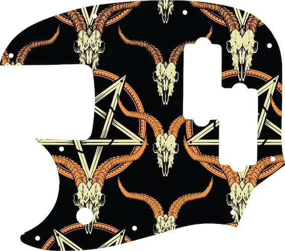 WD Custom Pickguard For Left Hand Fender Short Scale Mustang Bass PJ #GOC01 Occult Goat Skull & Pentagram Graphic