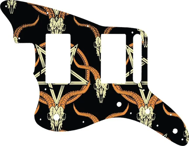 WD Custom Pickguard For Left Hand Fender Special Edition Blacktop Jazzmaster HH #GOC01 Occult Goat Skull & Pentagram Graphic