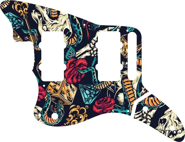 WD Custom Pickguard For Left Hand Fender Thurston Moore Signature Series Jazzmaster #GT03 Vintage Flash Tattoo Graphic