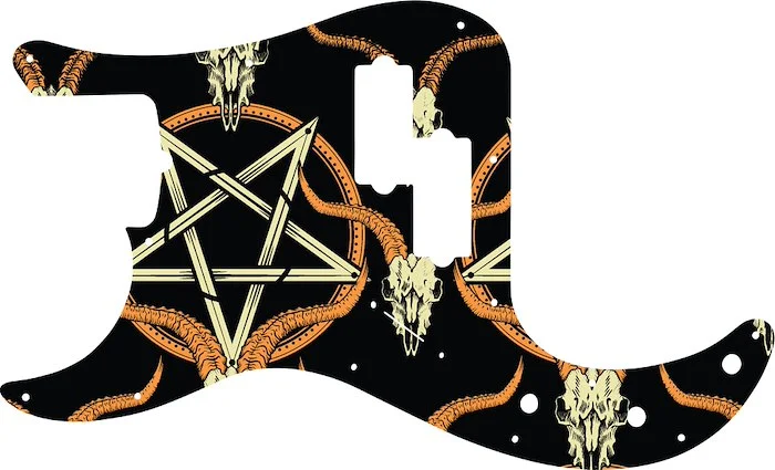 WD Custom Pickguard For Left Hand Fender Tony Franklin Signature Precision Bass #GOC01 Occult Goat Skull & Pentagram Graphic