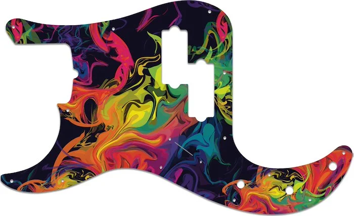 WD Custom Pickguard For Left Hand Fender Tony Franklin Signature Precision Bass #GP01 Rainbow Paint Swirl Graphic