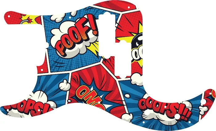 WD Custom Pickguard For Left Hand Fender USA 5 String Precision Bass #GCM01 Comic Book Graphic