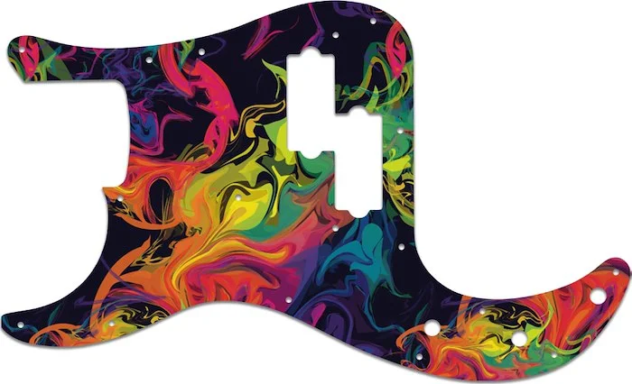 WD Custom Pickguard For Left Hand Fender USA Precision Bass #GP01 Rainbow Paint Swirl Graphic