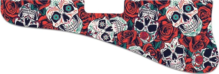 WD Custom Pickguard For Left Hand Gibson 1956-1969 ES-125 T #GS01 Dia De Muertos Calavera Skull & Rose Graphic