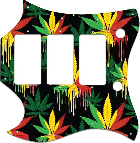 WD Custom Pickguard For Left Hand Gibson 1964-1970 Full Face SG Custom #GC01 Rasta Cannabis Drip Graphic