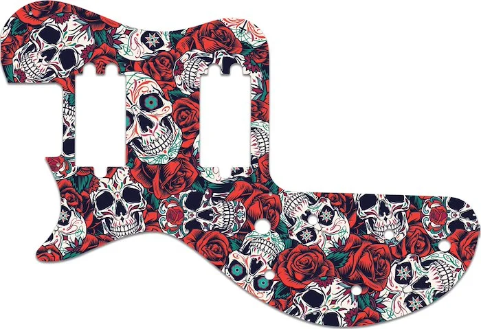 WD Custom Pickguard For Left Hand Gibson 1980-1984 Sonex #GS01 Dia De Muertos Calavera Skull & Rose Graphic