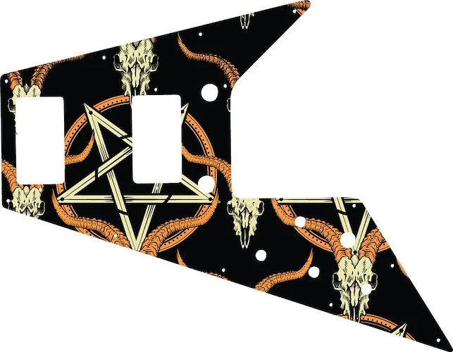 WD Custom Pickguard For Left Hand Gibson 1989-2018 Flying V '67 Reissue #GOC01 Occult Goat Skull & Pentagram Graphic
