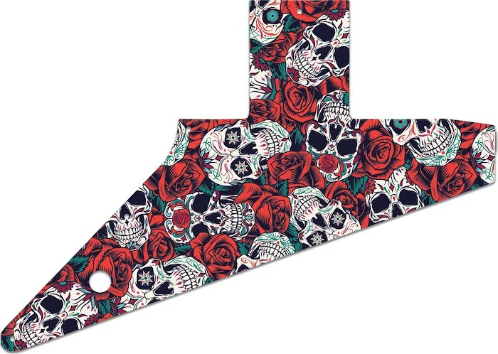 WD Custom Pickguard For Left Hand Gibson 2010-2018 Explorer #GS01 Dia De Muertos Calavera Skull & Rose Graphic