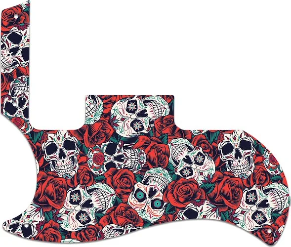 WD Custom Pickguard For Left Hand Gibson 2010-2012 '60s Tribute SG Special #GS01 Dia De Muertos Calavera Skull & Rose Graphic
