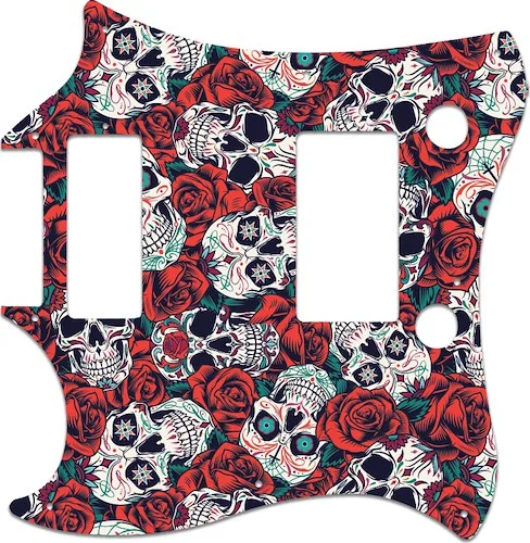 WD Custom Pickguard For Left Hand Gibson 2014 Limited Edition Exclusive Run SG 24 Fret With Firebird Mini Humbucker #GS01 Dia De Muertos Calavera Skull & Rose Graphic