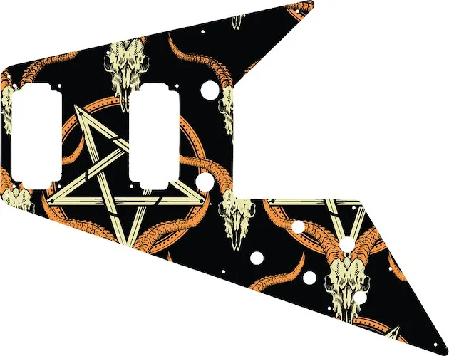 WD Custom Pickguard For Left Hand Gibson 2020 Original Collection 70s Flying V #GOC01 Occult Goat Skull & Pentagram Graphic